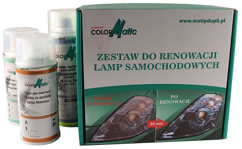 POLEROWANIE LAMP REFLEKTORÓW MOTIP LAKIER ZESTAW