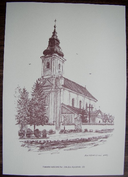 KRUPŃSKI  TUCHÓW FASADA KOŚCIOŁA  RYSUNEK