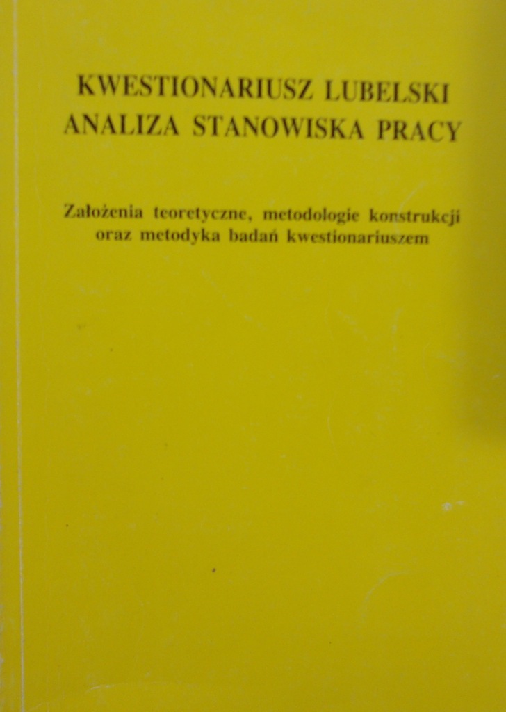 Kwestionariusz Lubelski Analizy Stanowiska Pracy
