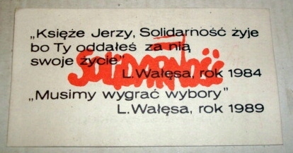SOLIDARNOŚĆ - ulotka Wałęsy aby głosować na niego.