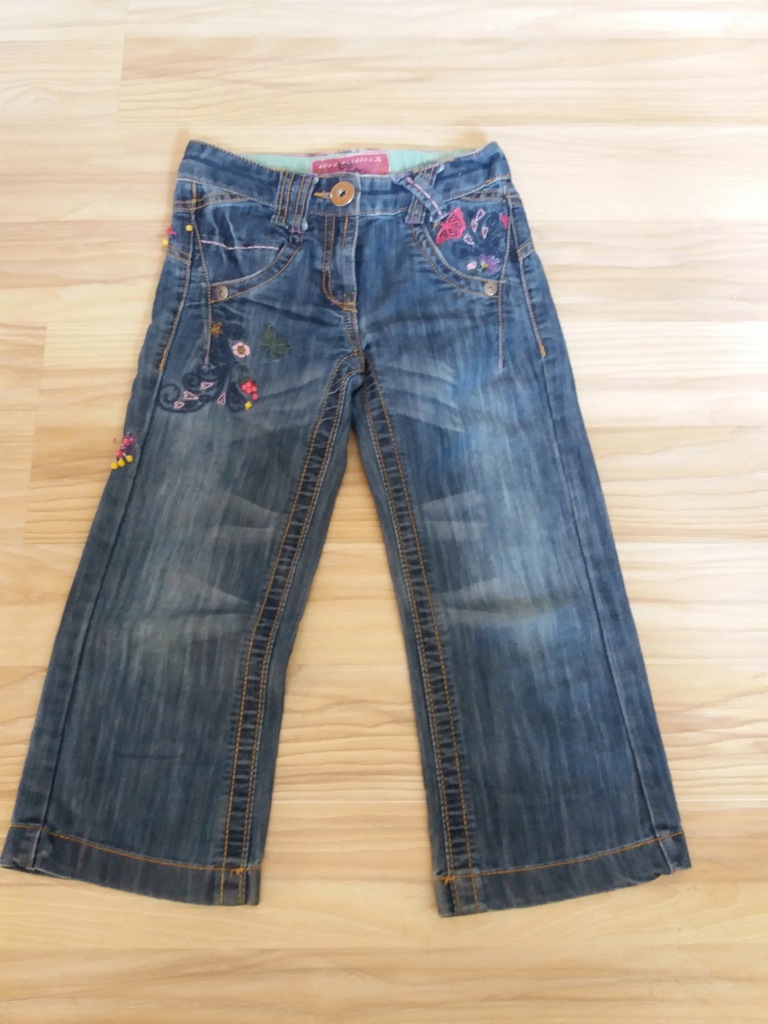 NEXT, spodnie jeansowe HAFTY, regulacja,110