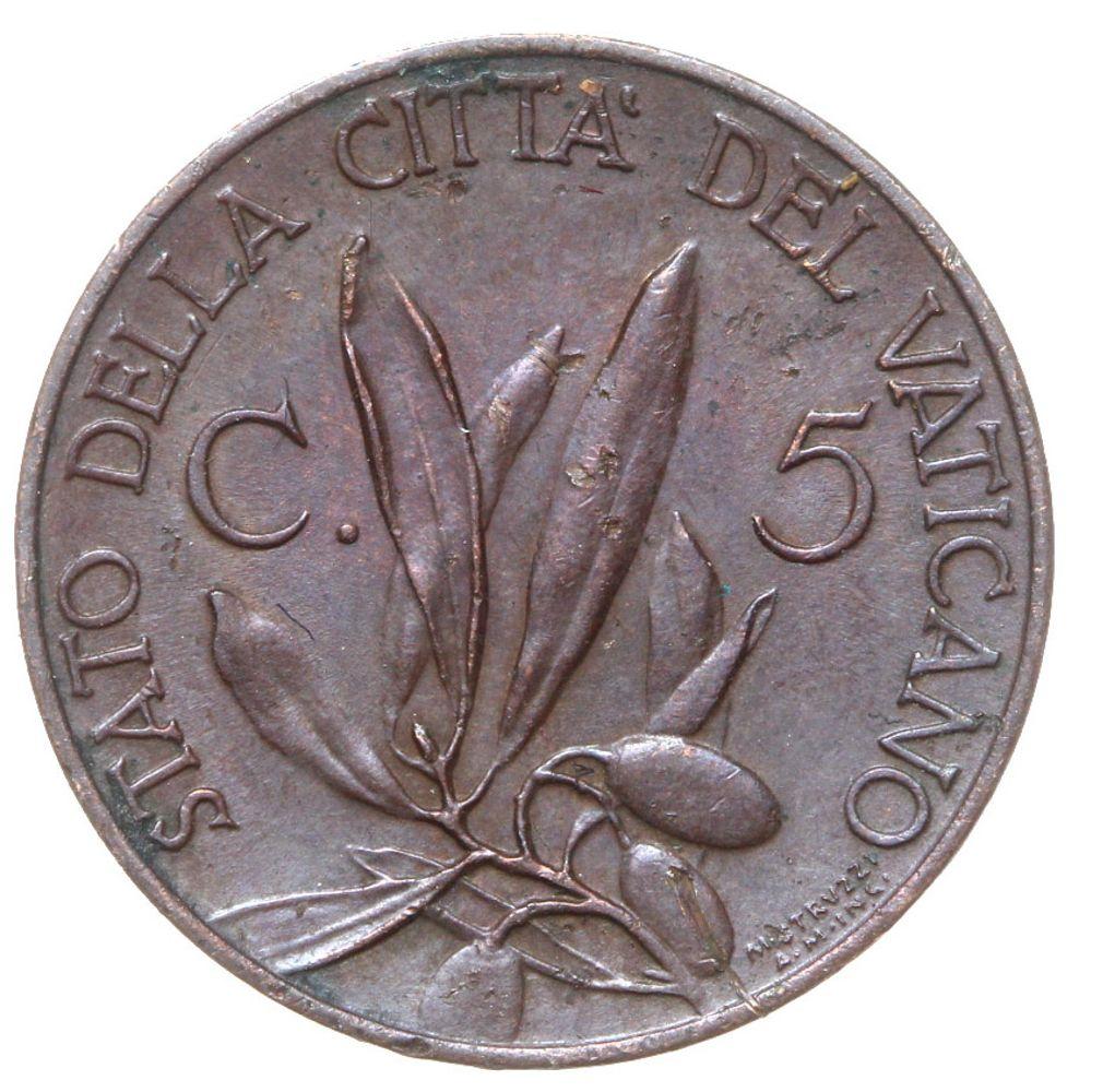 Watykan - moneta - 5 Centesimi 1934 - RZADKA !