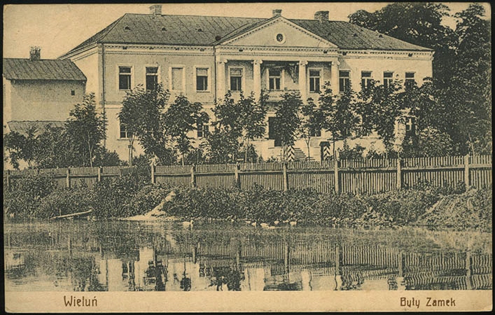 Wieluń, były zamek, stara pocztówka