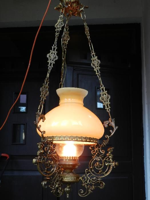 Lampa wisząca antyk a'la naftowa mosiądz