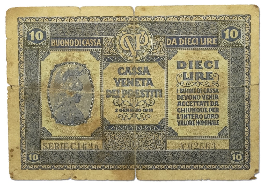 16.bf.Włochy, Venecja, 10 Lirów 1918, P.M6, St.4+