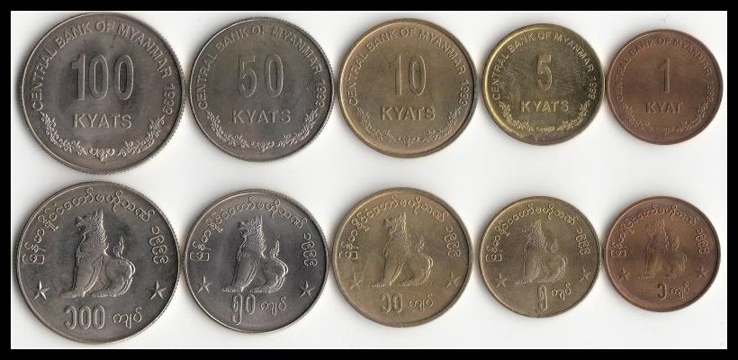 MYANMAR zestaw 5 monet