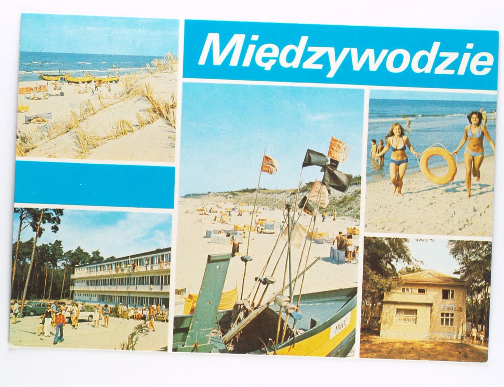 POCZTÓWKA MIĘDZYWODZIE, NA PLAŻY