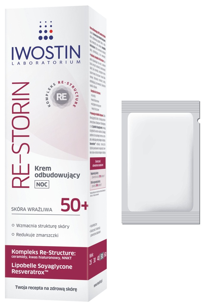 IWOSTIN RE-STORIN 50+ Krem na NOC 40 ml ZMARSZCZKI