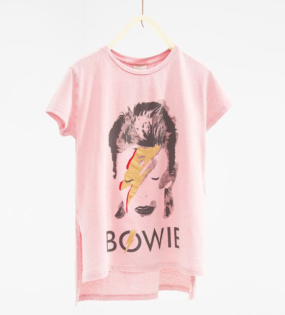 ZARA GIRLS Różowy T-shirt David Bowie 8L (128cm)