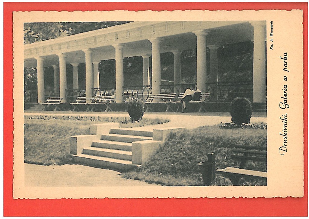 DRUSKIENNIKI GALERIA W PARKU POCZTÓWKA LATA 1930