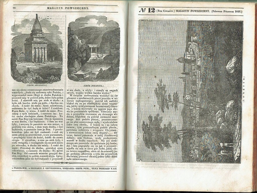 MAGAZYN POWSZECHNY Z 1837 roku z Ilustracjami