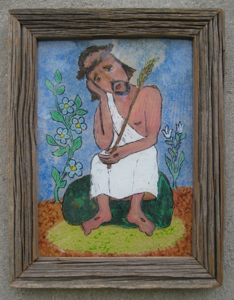 Chrystus Frasobliwy - obraz na szkle