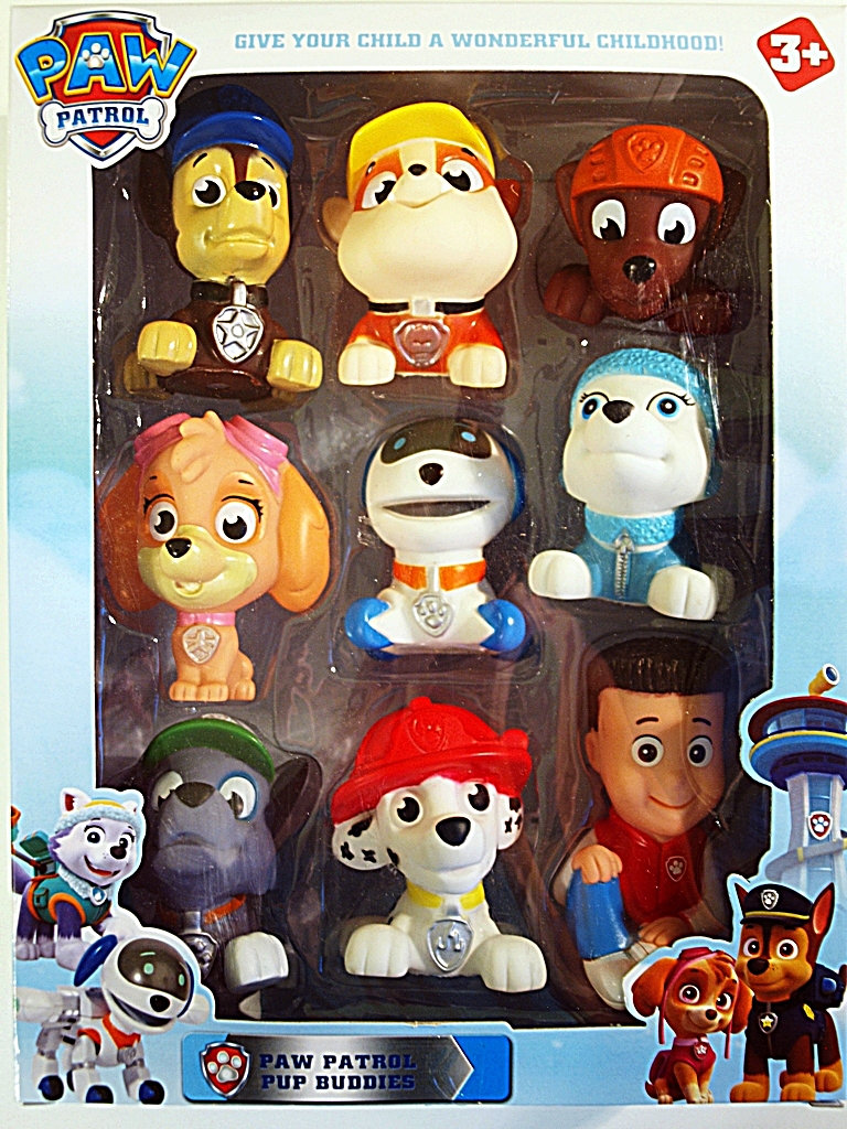 Figurki Psi Patrol zestaw 9 szt, gumowe, piszczące