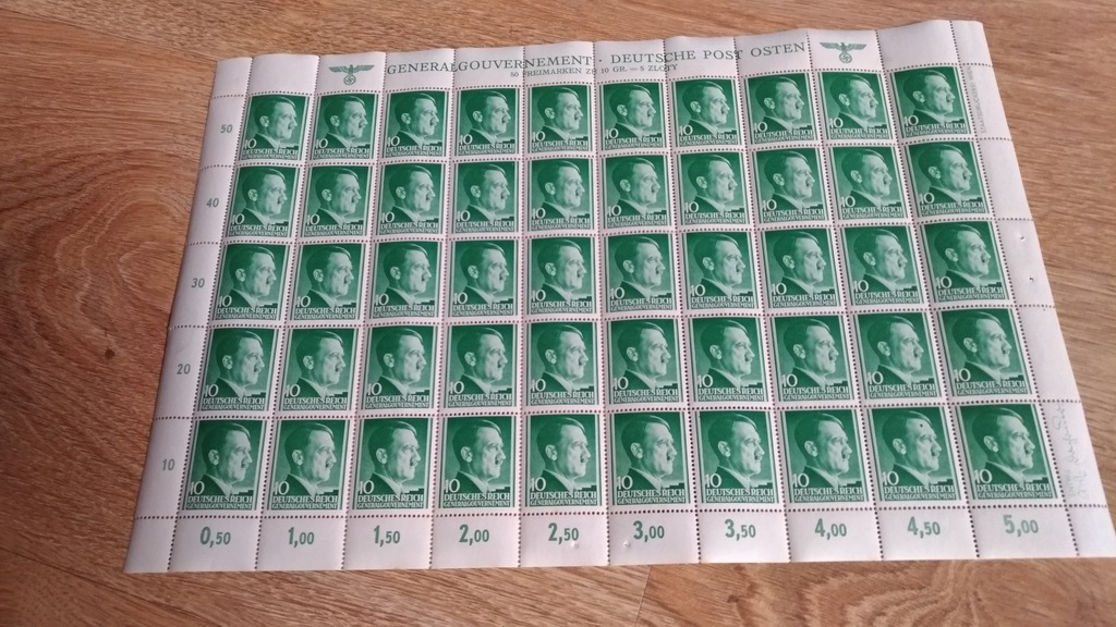 Arkusz znaczków z III Rzeszy II wojna światowa 10g