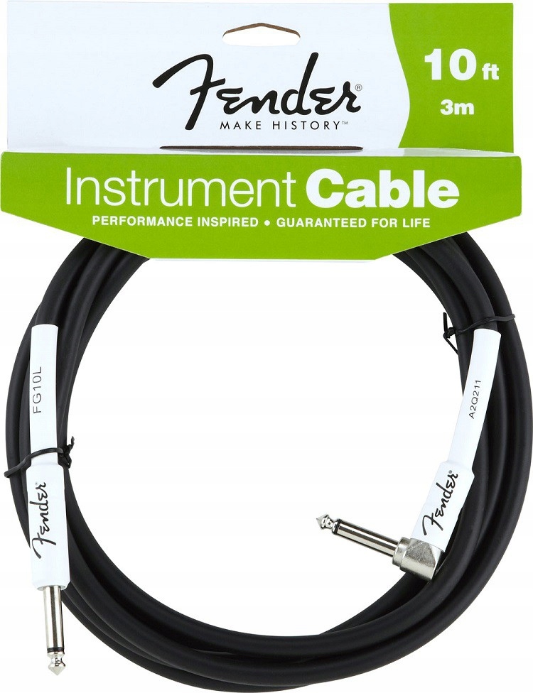 Fender FG10L kabel gitarowy jack-jack kątowy 3m