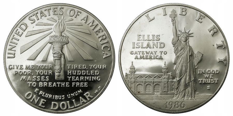 1 $ USA 1986 Statue of Liberty Ellis Island PROOF