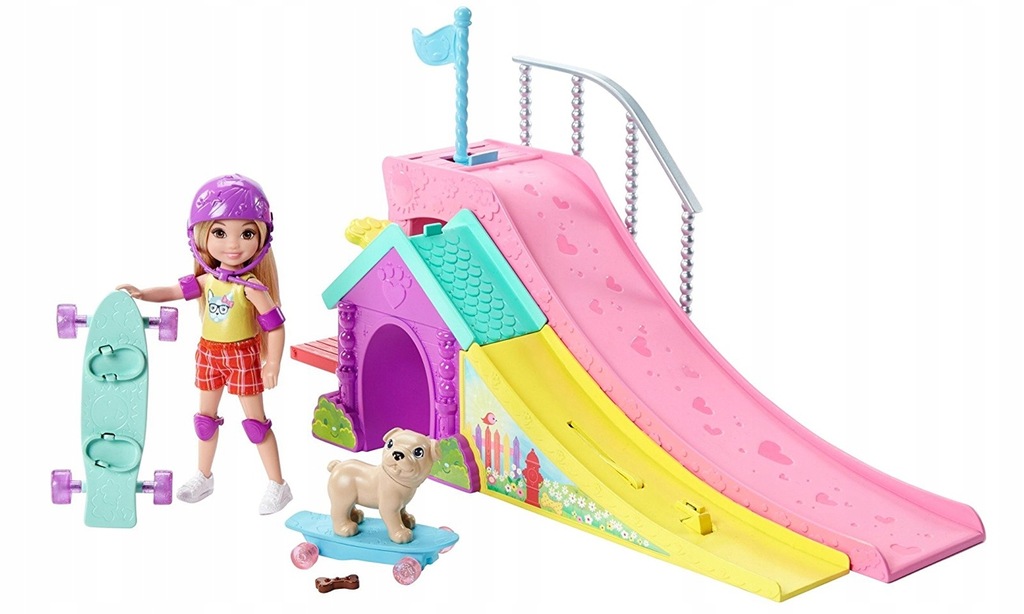 MATTEL LALKA BARBIE CHELSEA SKATEPARK FBM99 7655004722 oficjalne archiwum Allegro