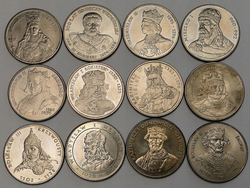 12 x monety okolicznościowe PRL Królowie Polski