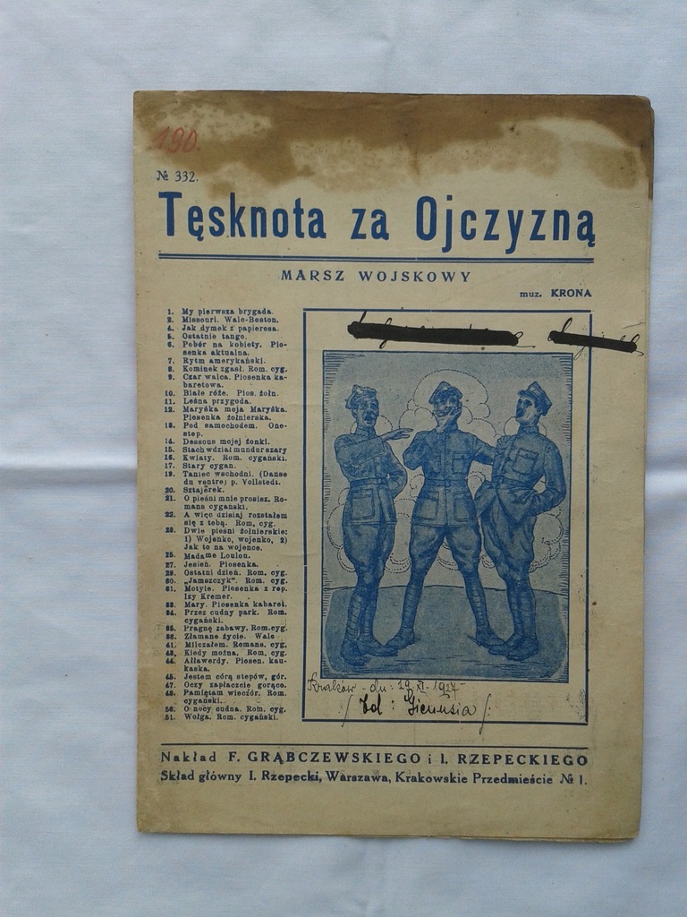 TĘSKNOTA ZA OJCZYZNĄ MARSZ WOJSKOWY NUTY