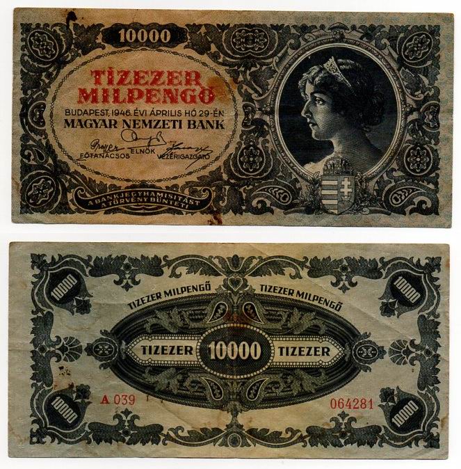 WĘGRY 1946 10000 MILIONÓW PENGO (MILPENGO)