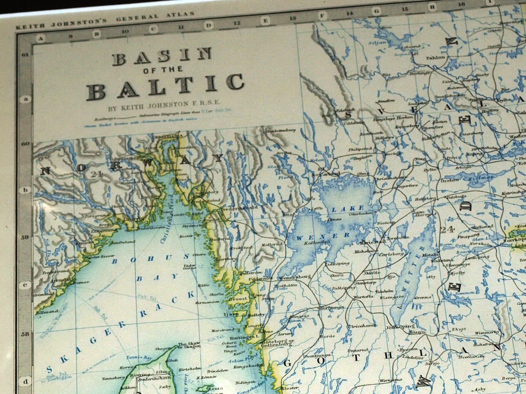 Bałtyk Basen Morza Bałtyckiego duża mapa 1880r ram