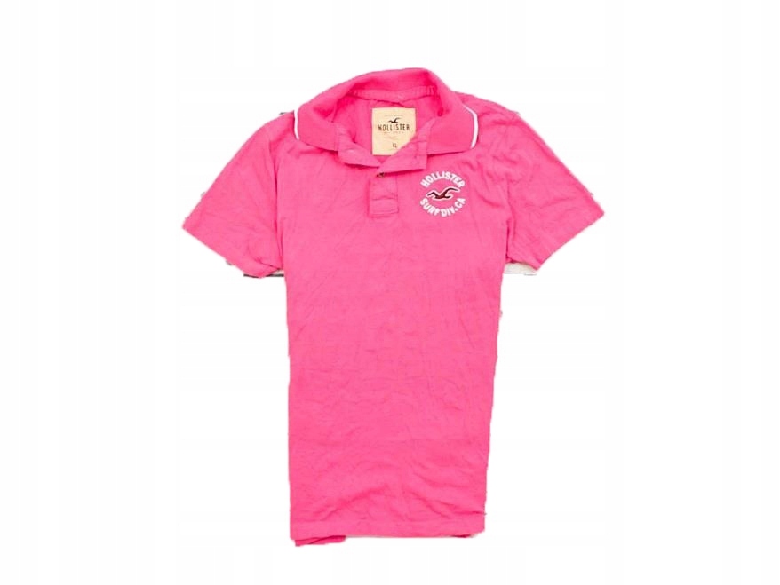 *W Hollister Koszulka Polo Męska Bawełna Róż r XL