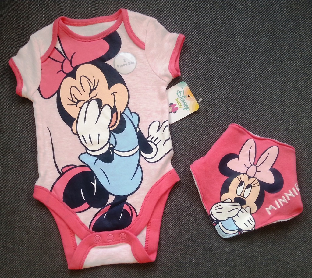 Body Disney Baby Myszka Minnie + śliniaczek 62 cm