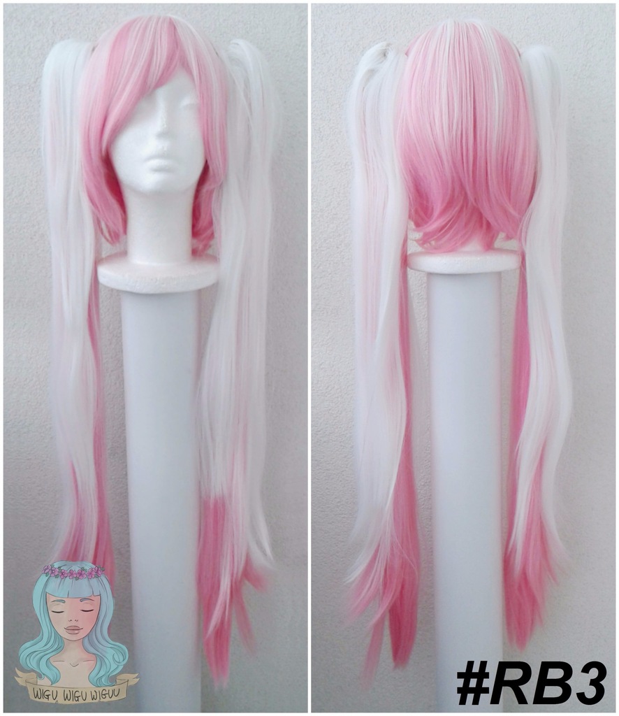 Peruka cosplay sakura Hatsune Miku różowa biała