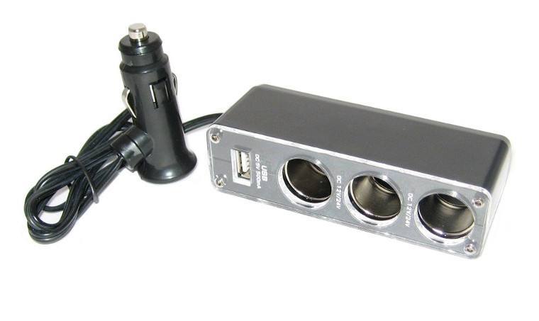 Rozgałęziacz samochodowy 12v/24v 3 gniazda + USB