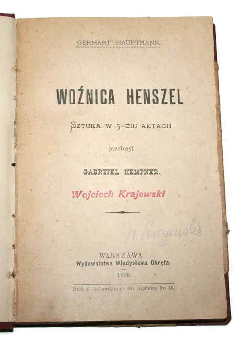 WOŹNICA HENSZEL G. Hauptmann 1900