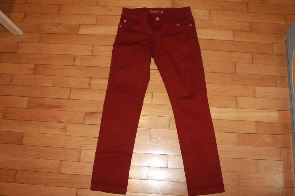 spodnie jeans buraczkowe dziewczęce r 122/128