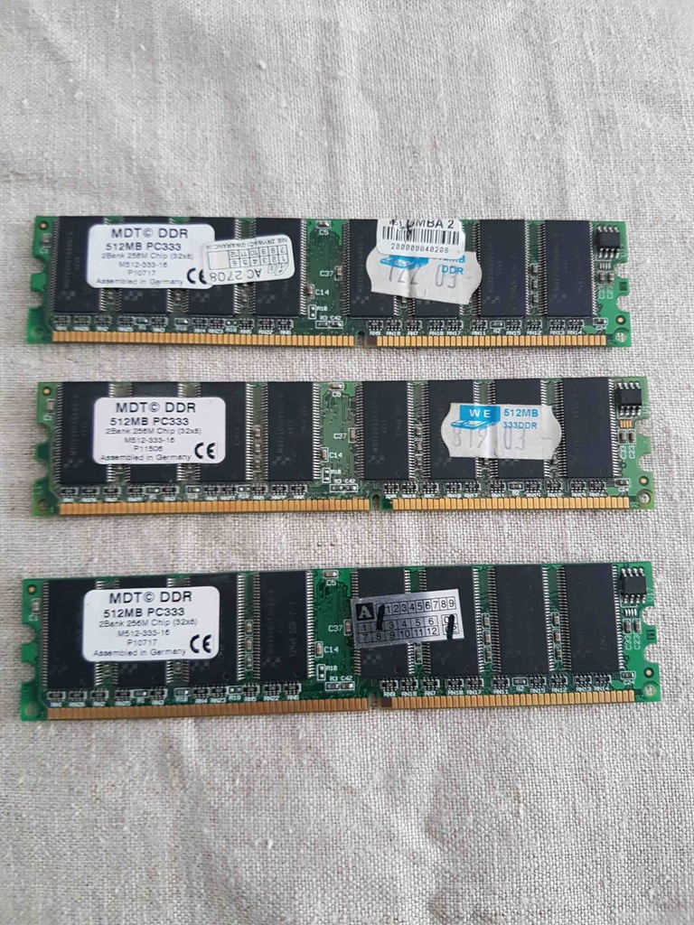 Pamięć ram MDT ddr 512 pc333 3 sztuki
