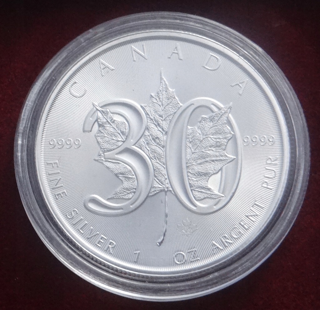 1oz Kanadyjski Liść Klonu 2018 30 rocznica