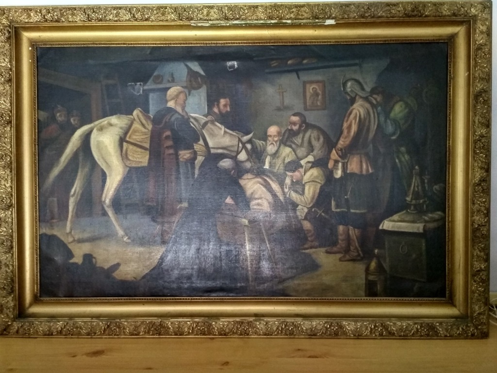 Śmierć Czarnieckiego obraz z 1929r wraz z ramą.