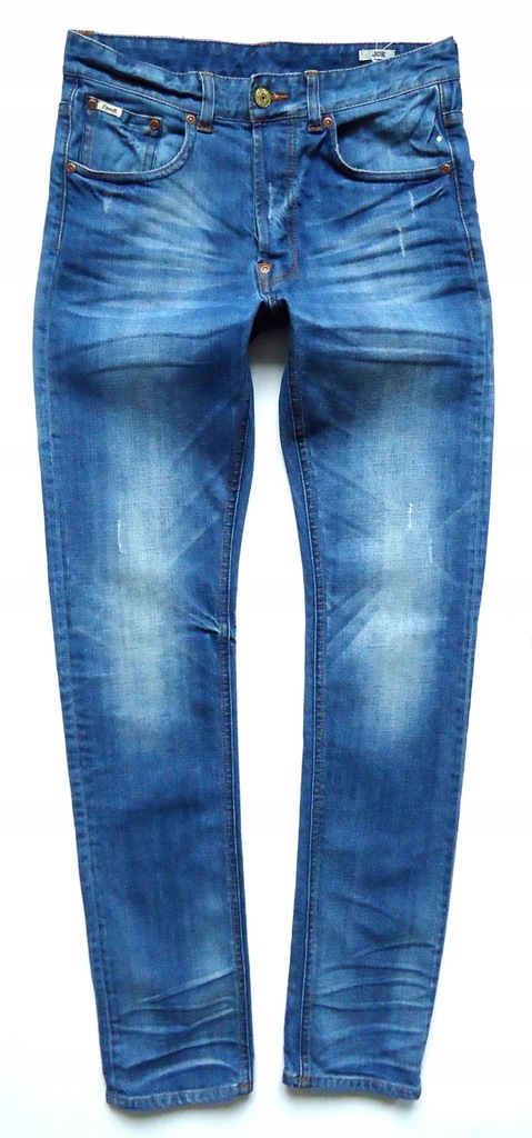 EMMETT jeansy rurki SLIM przetarcia 29/34