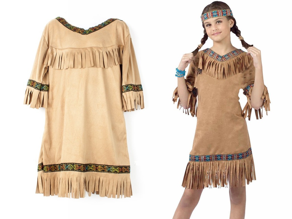 SUKIENKA STRÓJ POCAHONTAS INDIANKA + OPASKA 7-9