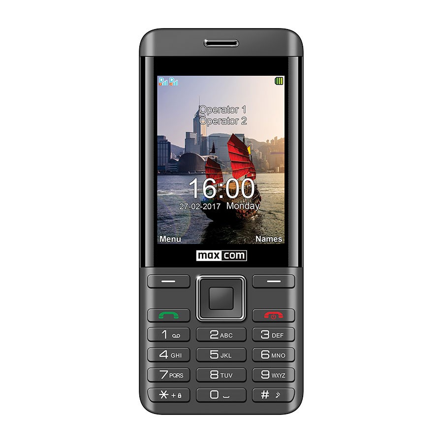MAXCOM TELEFON MM 236 CZARNO-SREBRNY DUAL SIM