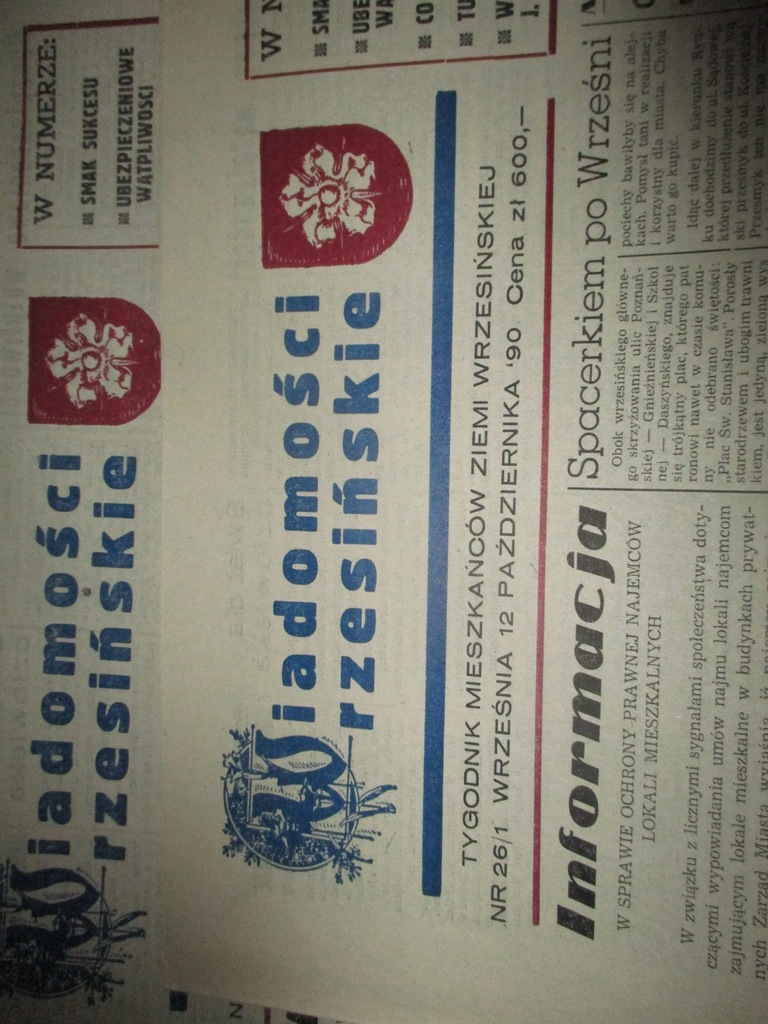 Tygodnik Wiadomości Wrzesińskie z 1990 roku 11 szt