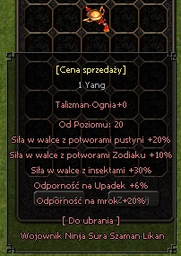 Metin2 Tortuga Talizman Ognia+0 30% Insekt 20% Mro