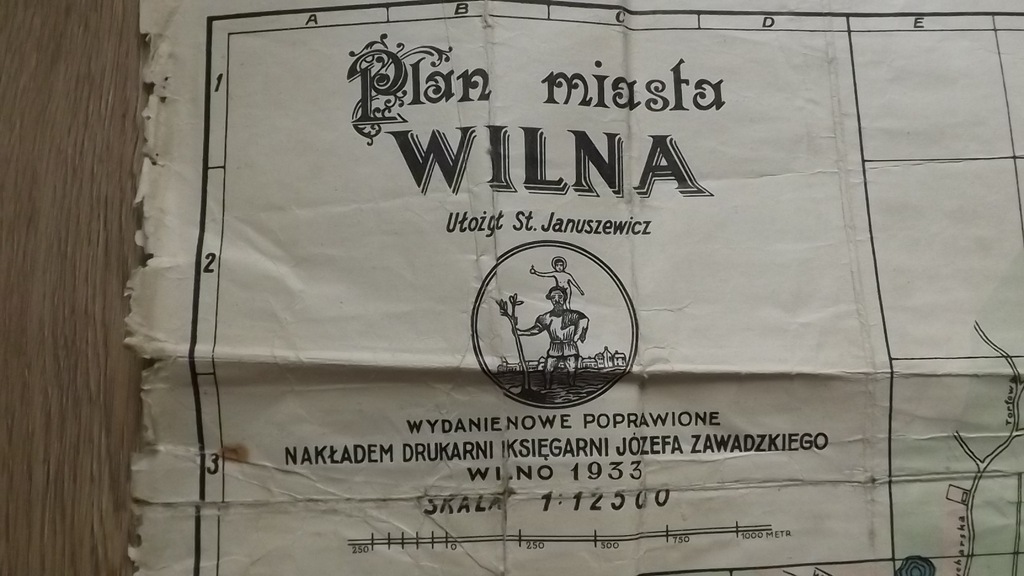 Plan Miasta Wilna 1933 oryginał Wilno mapa II RP