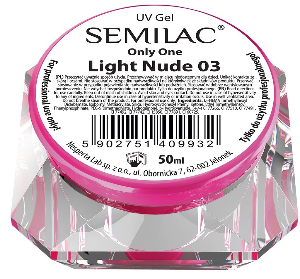 SEMILAC Żel UV LED ONLY ONE - LIGHT NUDE 03 50ml