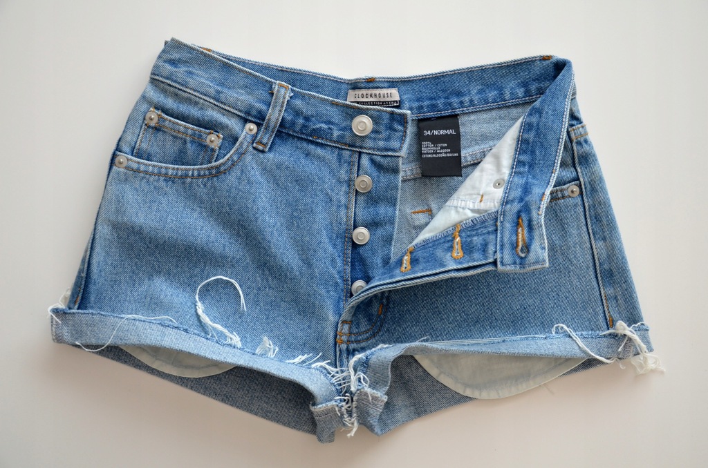 CLOCKHOUSE jeansowe szorty z wysokim stanem DIY