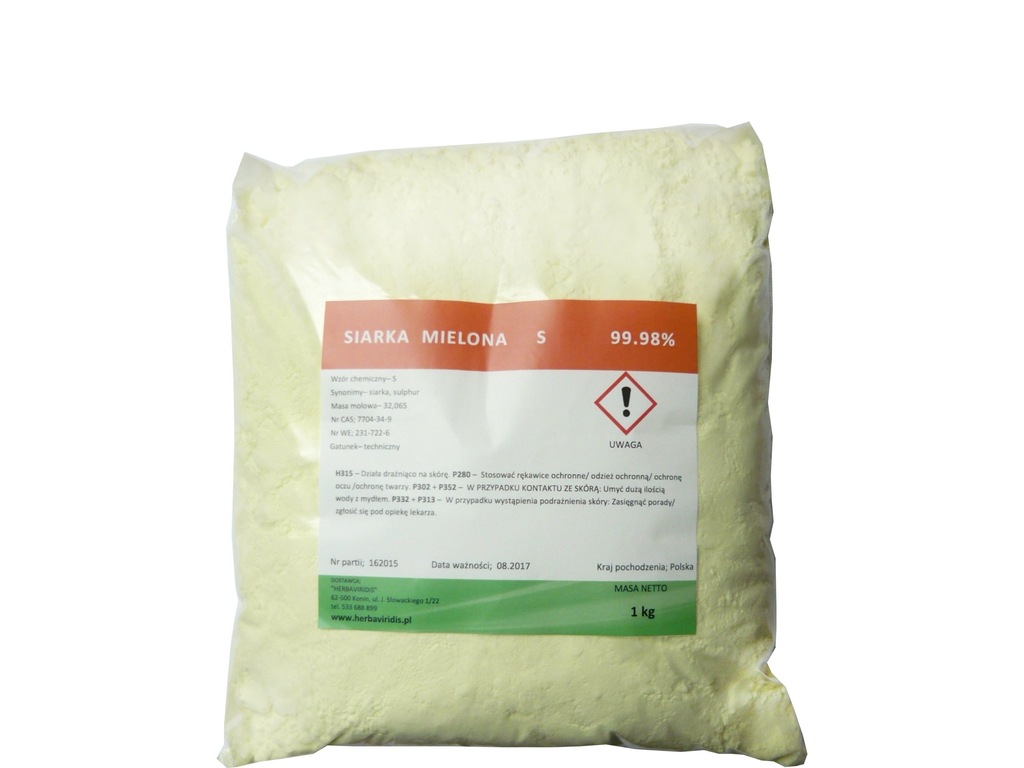 SIARKA MIELONA, ELEMENTARNA, CZYSTOŚĆ 99,98% 1kg