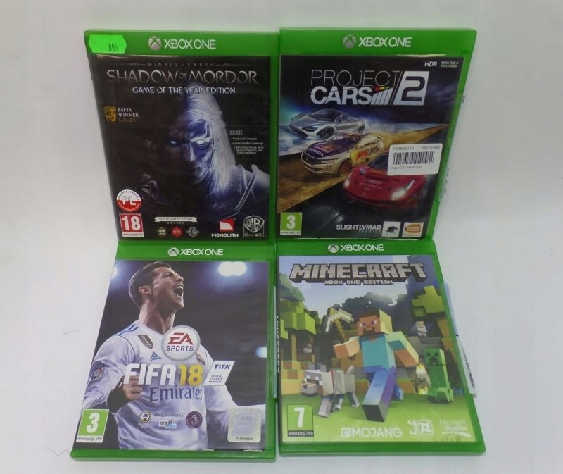 4 GRY XBOX ONE FIFA 18 MINECRAFT SHADOW OF MORDOR