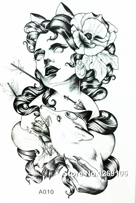 Tatuaz zmywalny - Kobieta z lisem