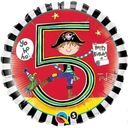 Balon foliowy 45cm 5 Urodziny chłopca Pirat 5 LAT