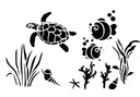 Шаблоны шаблонов А4 Ракушки рыб-черепах морская трава