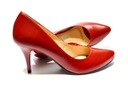 Krásne papuče červené lico 7 cm 100% koža 35 Kód výrobcu 186