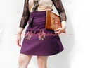 SURrreal Vyšívaná sukňa AFRIKA KMENE purpurová Strih rozšírený