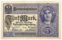 Niemcy - BANKNOT - 5 Marek 1917